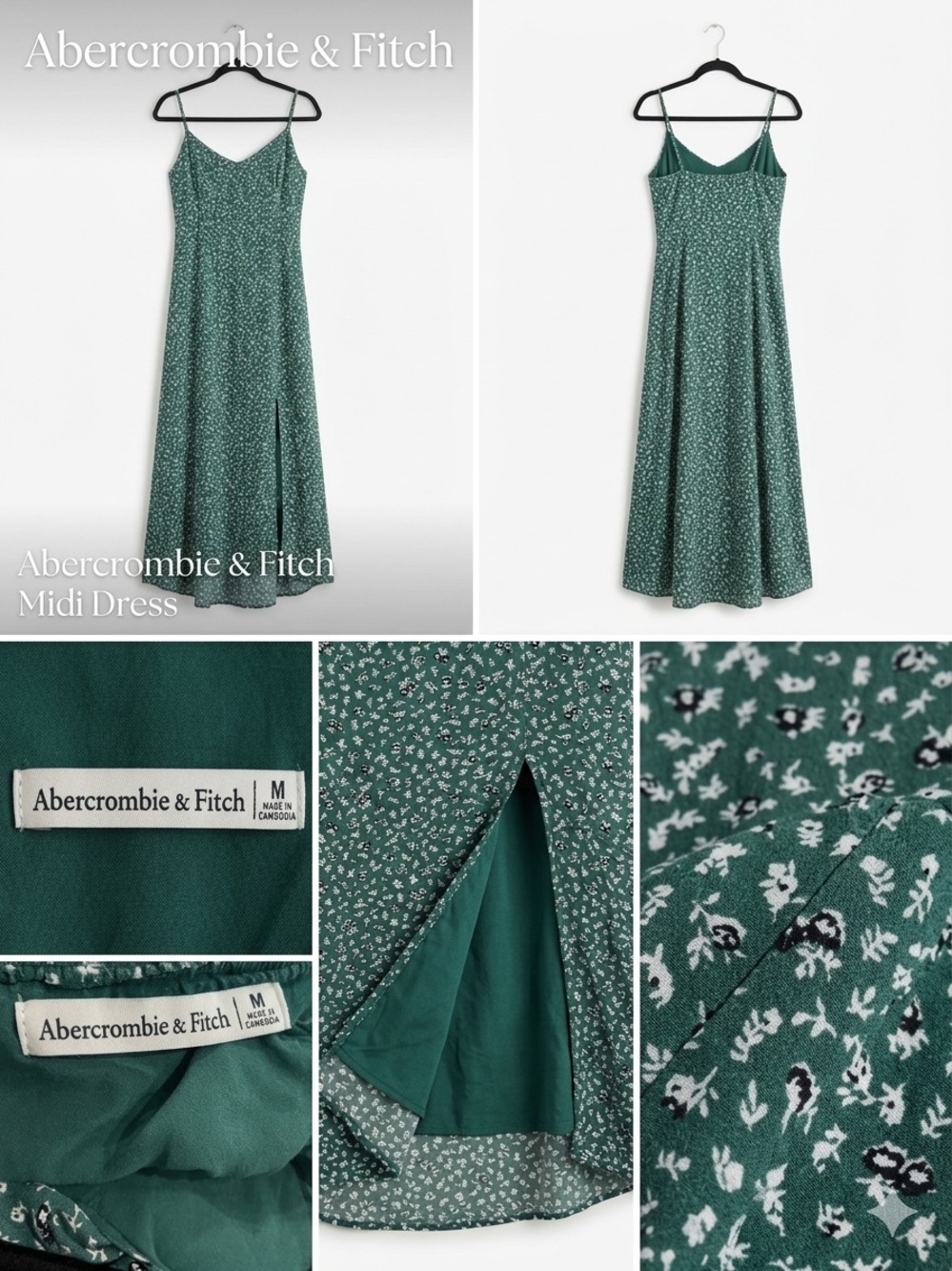 Abercrombie & Fitch Dark Green Floral Slip Maxi Dress